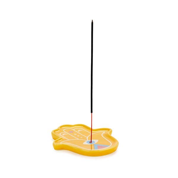 Porta incenso, Lucky Hand, giallo, ceramica per la vendita all'ingrosso da parte di Balvi