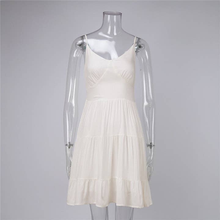 CREAMY Solid Color Bodycon Spaghetti Strap Mini Dress for wholesale on Faire