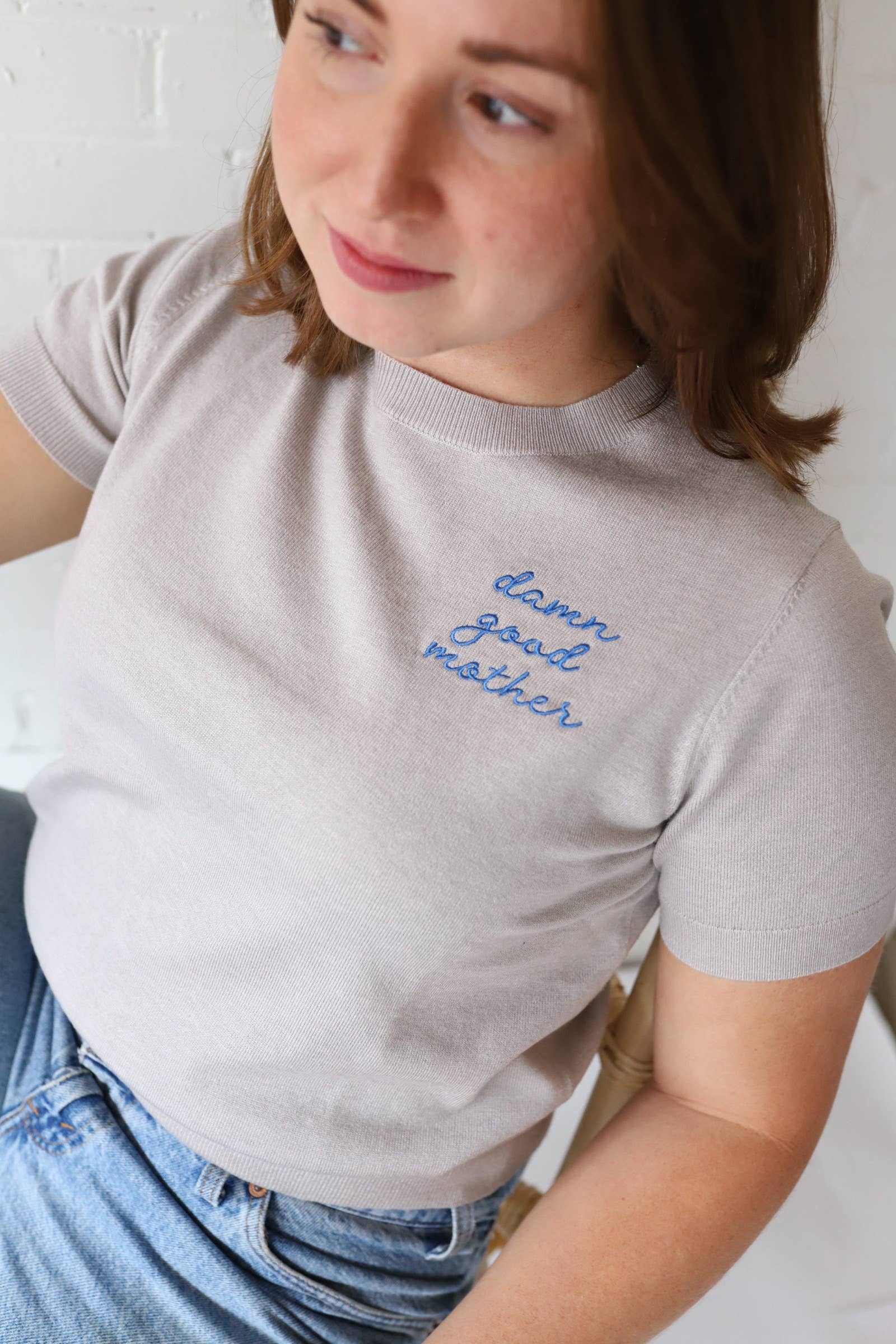 Polished Prints - Wholesale Knit Sweater - Women's - Embroidered Sweater, Short sleeve knitted sweater5