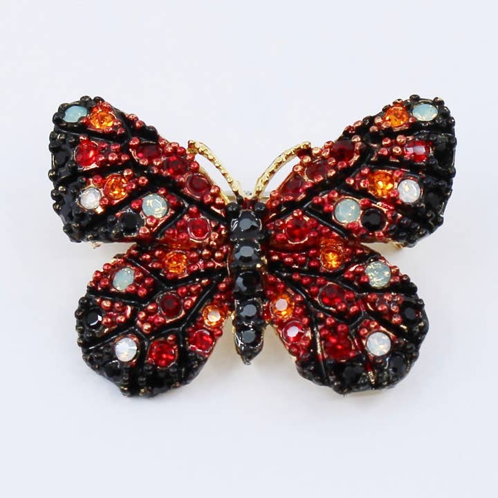Broche Borboleta Fantasia Multicolor com Strass para Natal por atacado de La Jungle des Gemmes