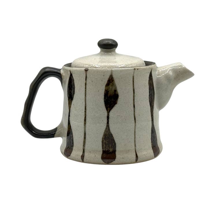 Sabi Jyukusa White Mino-yaki Kyusu - Japanese Teapot for wholesale by Inoue Tea