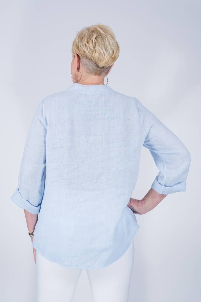 TINA Stephens Italy/Tees By Tina – Túnica - Mulher por atacado – Destino Linho Henley Top (BQ158)8