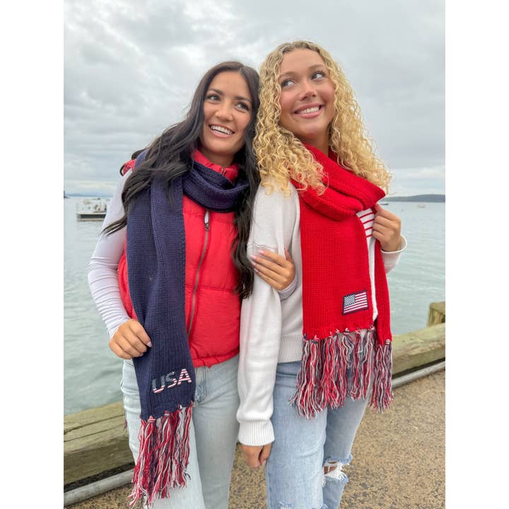 USA Scarf with Tassels SF2063 for wholesale by C.C Beanie