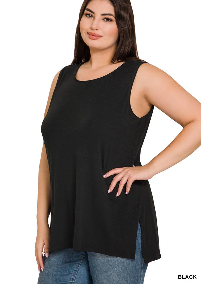 42POPS - Wholesale Tank Top - Women's - SI-22945 Plus Sleeveless Round Top