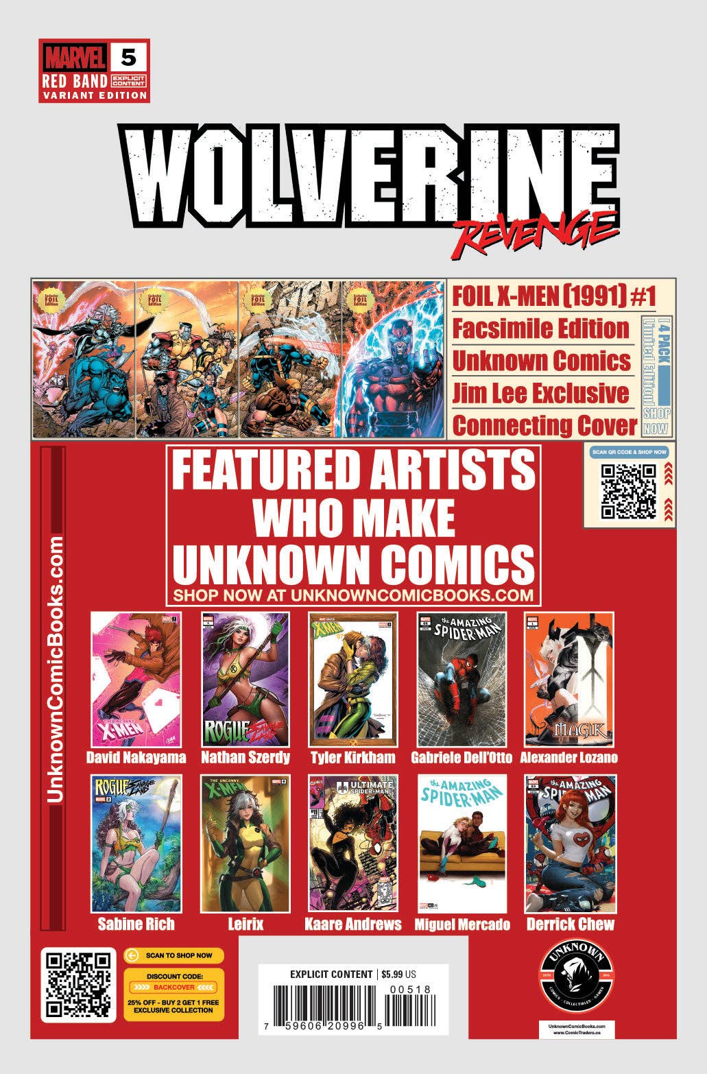 Unknown Comics - Wholesale Comic Book - Wolverine Revenge #5 Red Band Unknown Comics Exclusive Tyler Kirkham Virgin Var [Polybagged] Explicit Content (03/26/2025)1