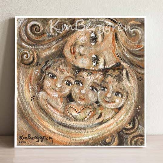 Compassion - Impression d'art Maman Bouclée et 3 Enfants pour la vente par Katie m. Berggren art & design, LLC