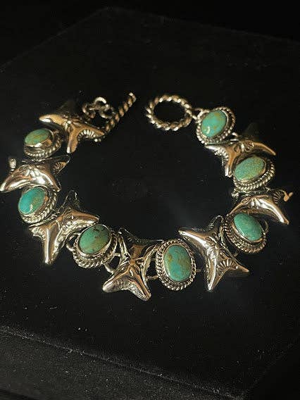 Handcrafted Genuine Turquoise and Sterling Silver Necklace, Bracelet, Earrings, and Ring Set for wholesale by Regul Silver