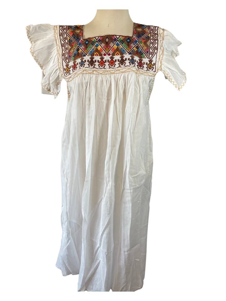 Pink and Silver - Vente Robe – femme - Robe à empiècement brodé mexicain
(Plusieurs couleurs disponibles)12