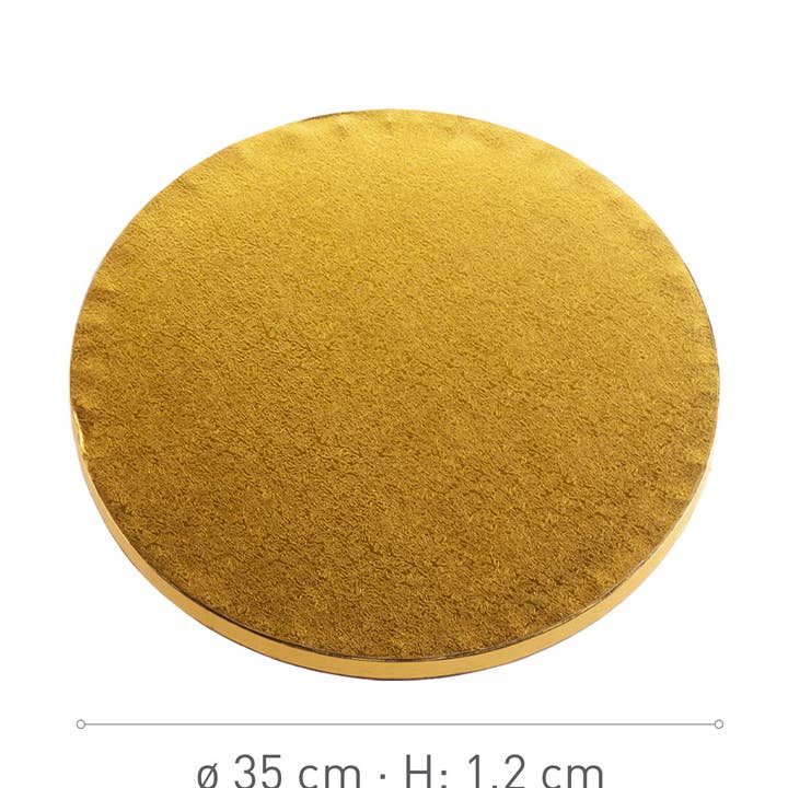 BASE DE GÂTEAU RONDE DORÉE Ø 35 CM H1,2 CM pour la vente par dekora