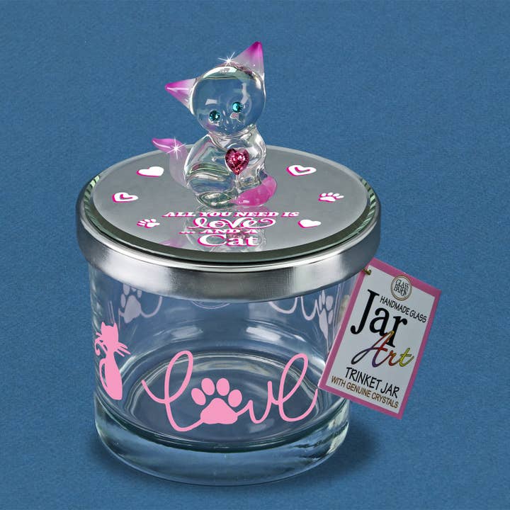 JA2-HC2 105: Cat Trinket Jar for wholesale by Glass Baron