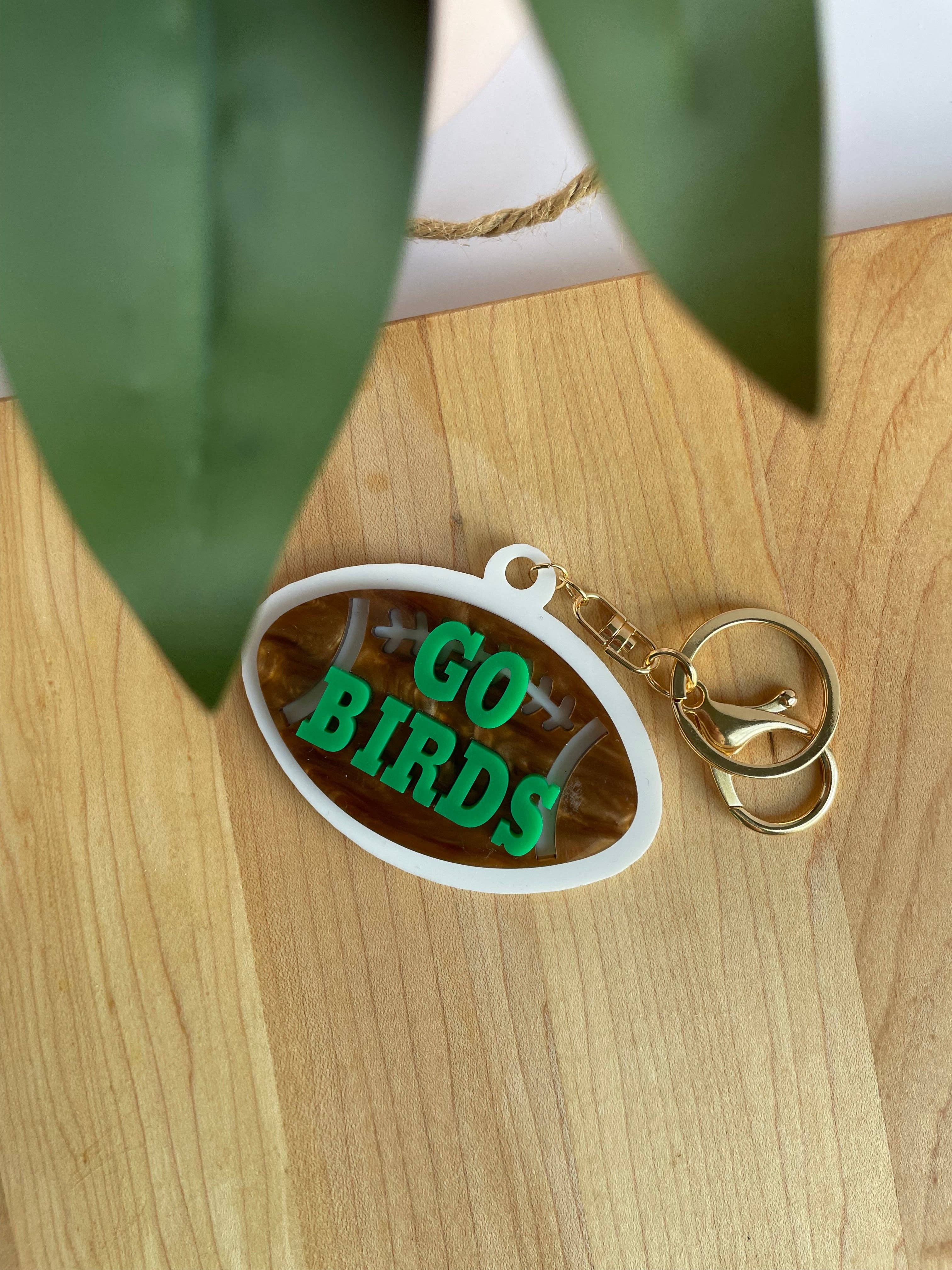 DesignedbyKendal - Wholesale Keychain - Women's - Go Birds Eagles Football Acrylic Keychain with Gold Features2