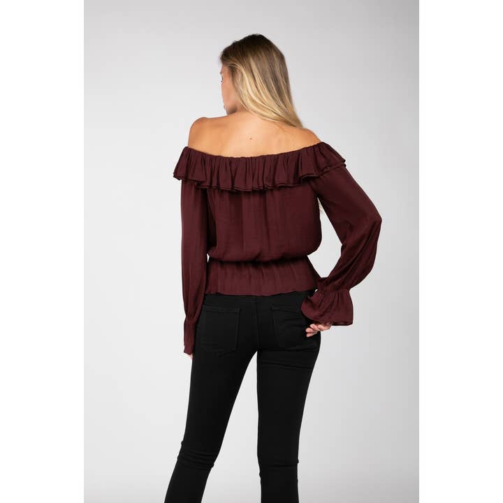 Naked Zebra Rack - Wholesale Blouse - Women's - Off Shoulder Long Sleeve Peplum Blouse6