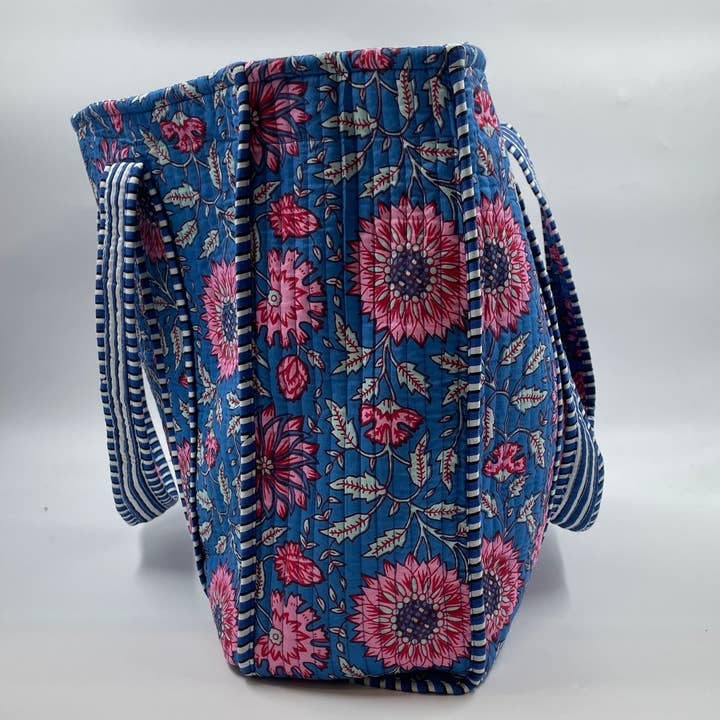 Funky Yak Ltd - Wholesale Tote Bag - Women's - 100% Cotton Kantha Quilted Boho Reversible Floral Tote Bag1