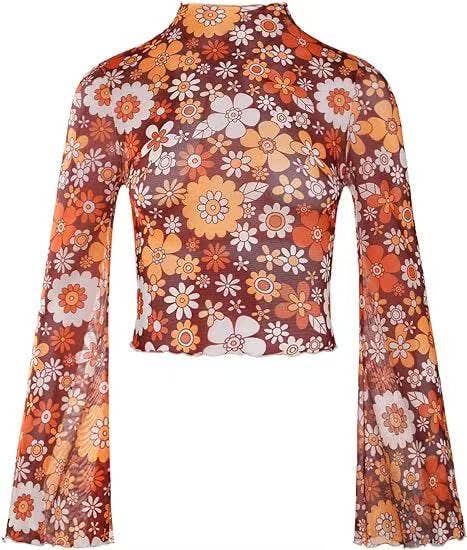 Fleur d'oranger multi Haut imprimé à mailles coupé en vente sur Faire1