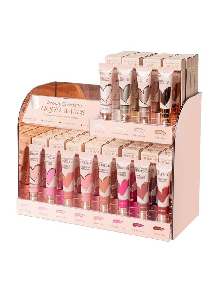 Expositor Beauty Creations FSLW-PTD1 com 72 Blushes Líquidos e Iluminadores por atacado de PINEAPPLE Beauty