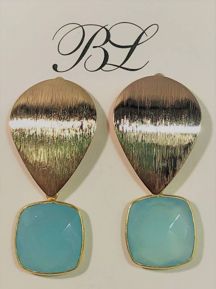 Boucles d'oreilles Aqua Calcédoine pour la vente par Bldesigns Speciality Crafted Finer Earring Jewelry