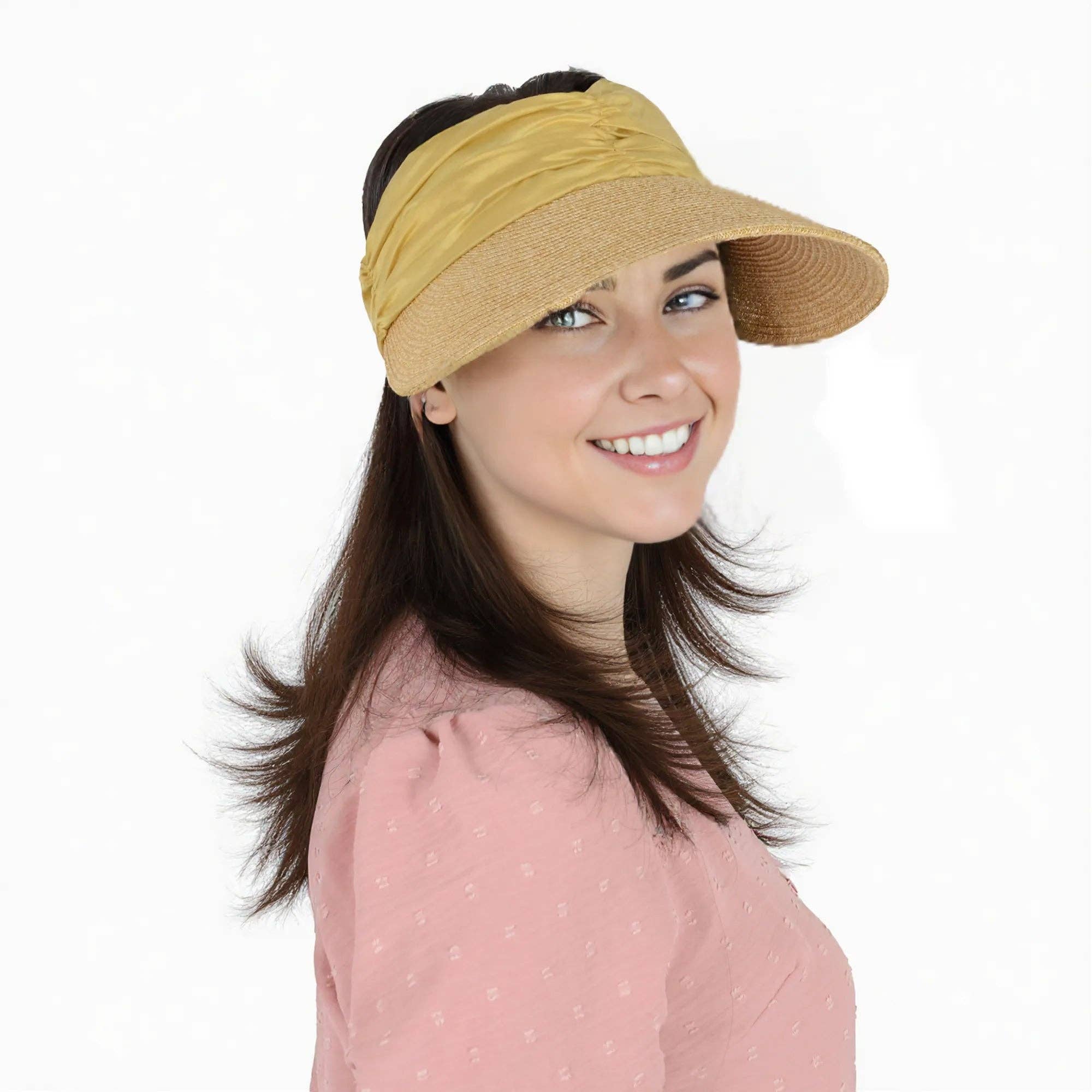 AK Brand – wholesale Visor – Women's – Straw Sun Visor Wide Brim Adjustable Band Lightweight Hat1