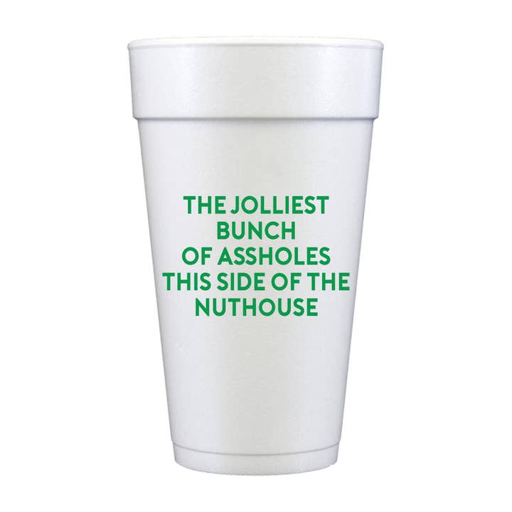Jolliest Bunch of Assholes GreenFoam Cups - Christmas for wholesale by Sip Hip Hooray