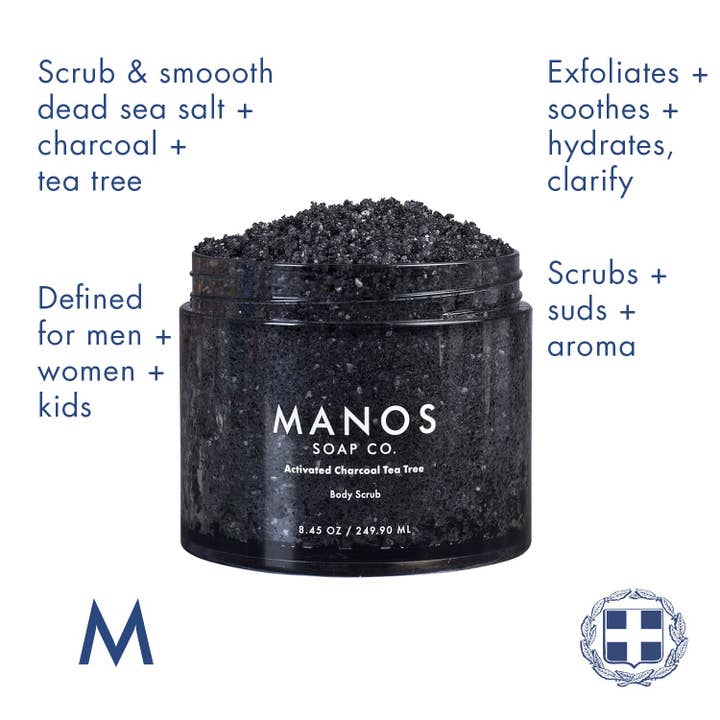 Manos Soap Co. - Wholesale Body Scrub/Exfoliant - Activated Charcoal Tea Tree Body Scrub2