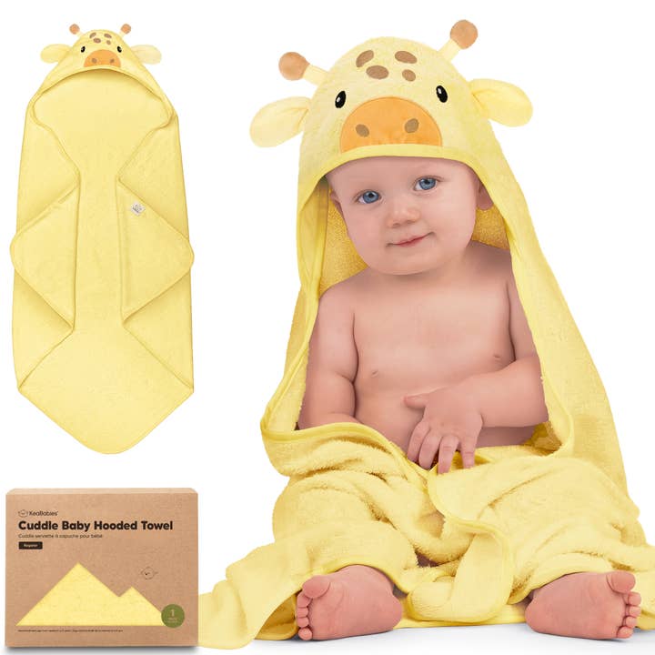 Giraffe KeaBabies Cuddle Baby Hooded Towel for wholesale on Faire
