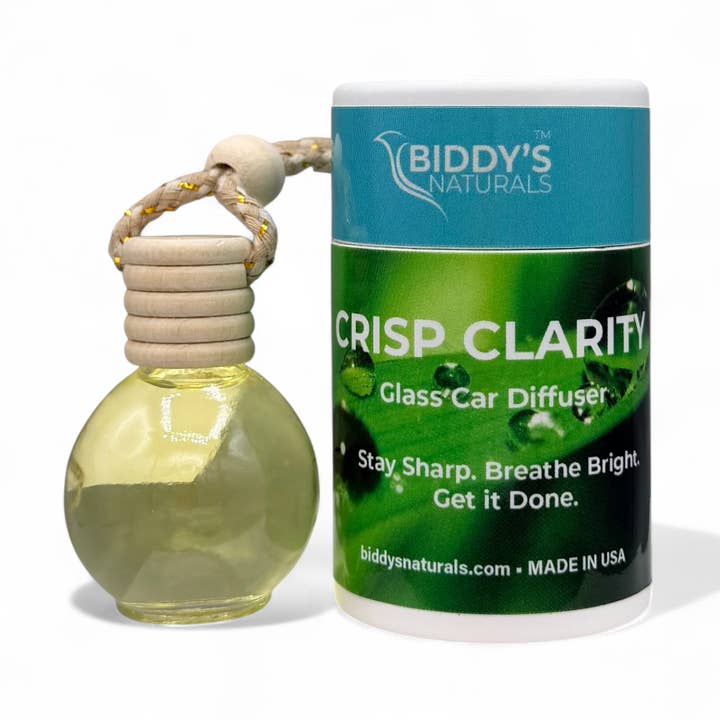 Crisp Clarity Glass Car Diffuser for wholesale by Biddy's Naturals