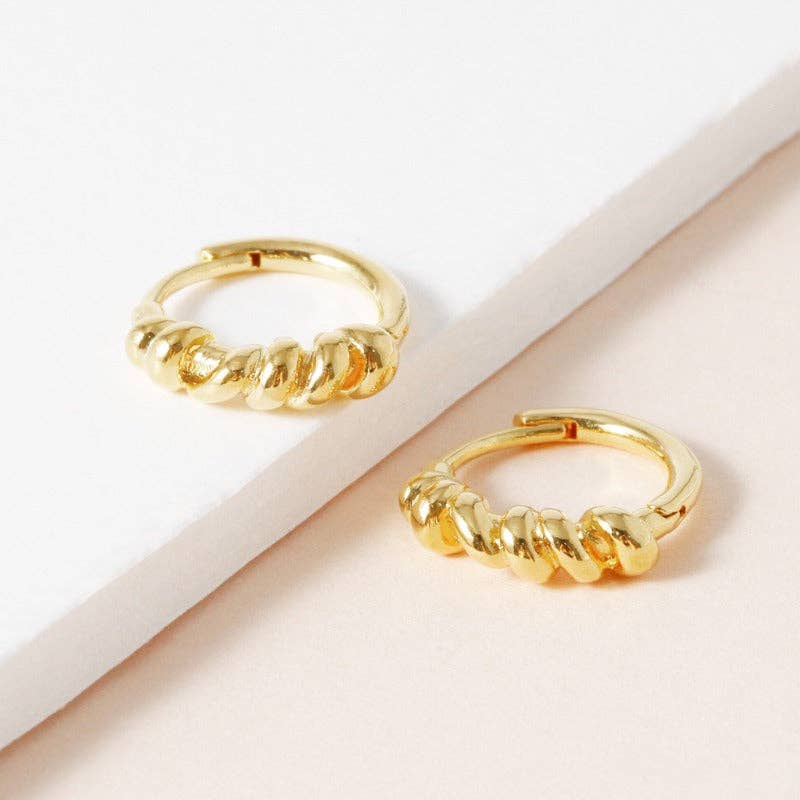INKI STUDIO – wholesale Huggie earrings – Twisted Huggie Hoops Earrings - 18K Gold Dipped, White Gold Dipped2