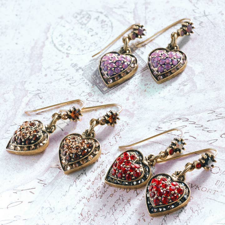 Pendientes de corazón de cristal E1227 para venta al por mayor de Sweet Romance Jewelry