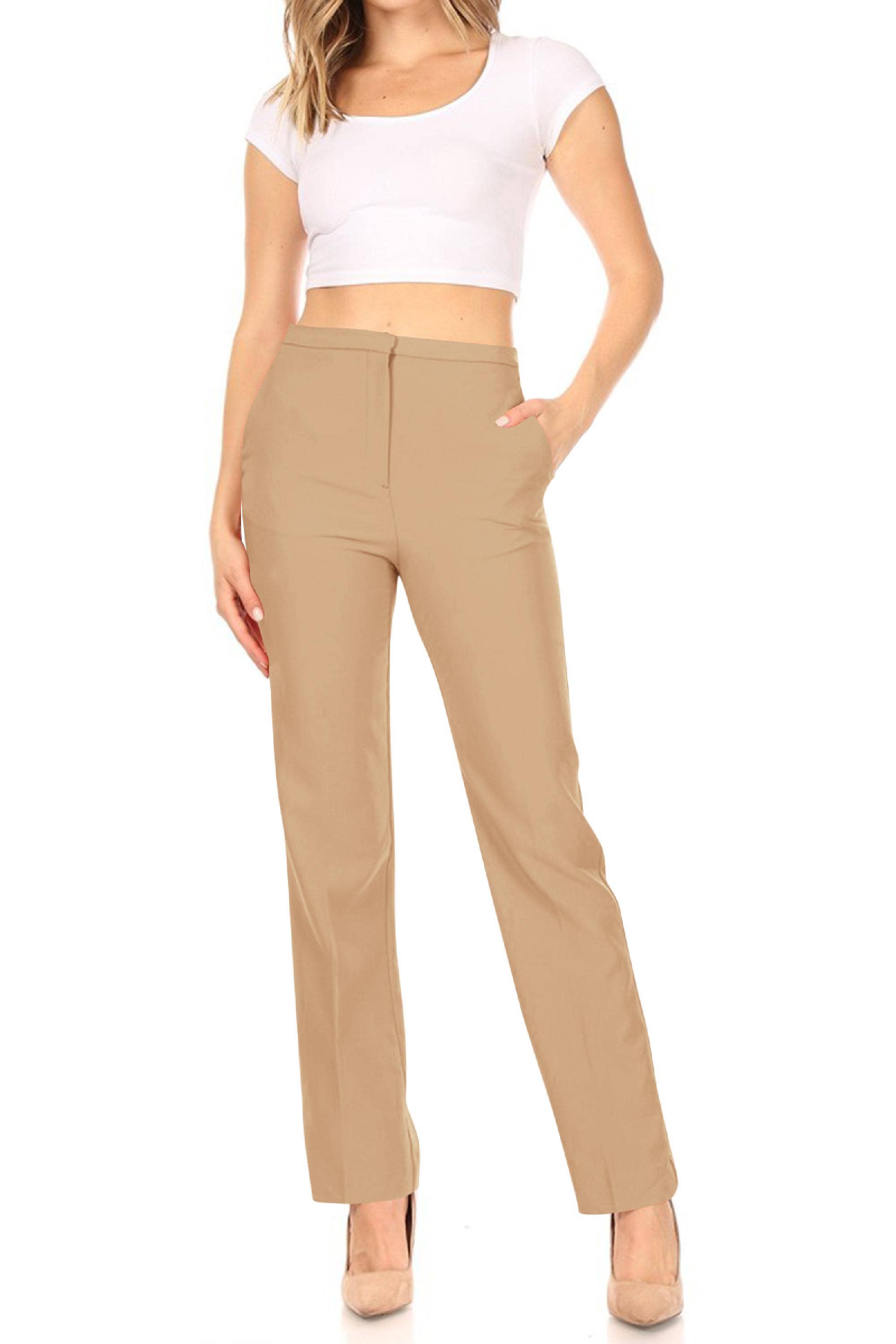 MOA COLLECTION - Wholesale Pants - Women's - Women's Casual Straight Woven Dress Pants for Office Work15