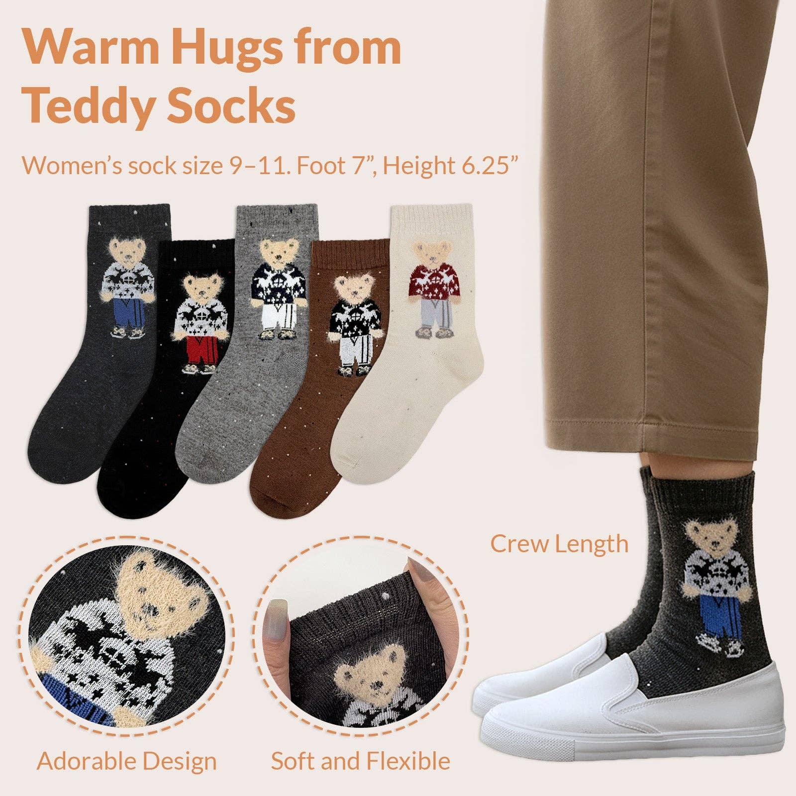 Wrapables.com - Wholesale Socks - Women's - Wrapables Women's Bear in Christmas Sweater Socks (Set of 5)1