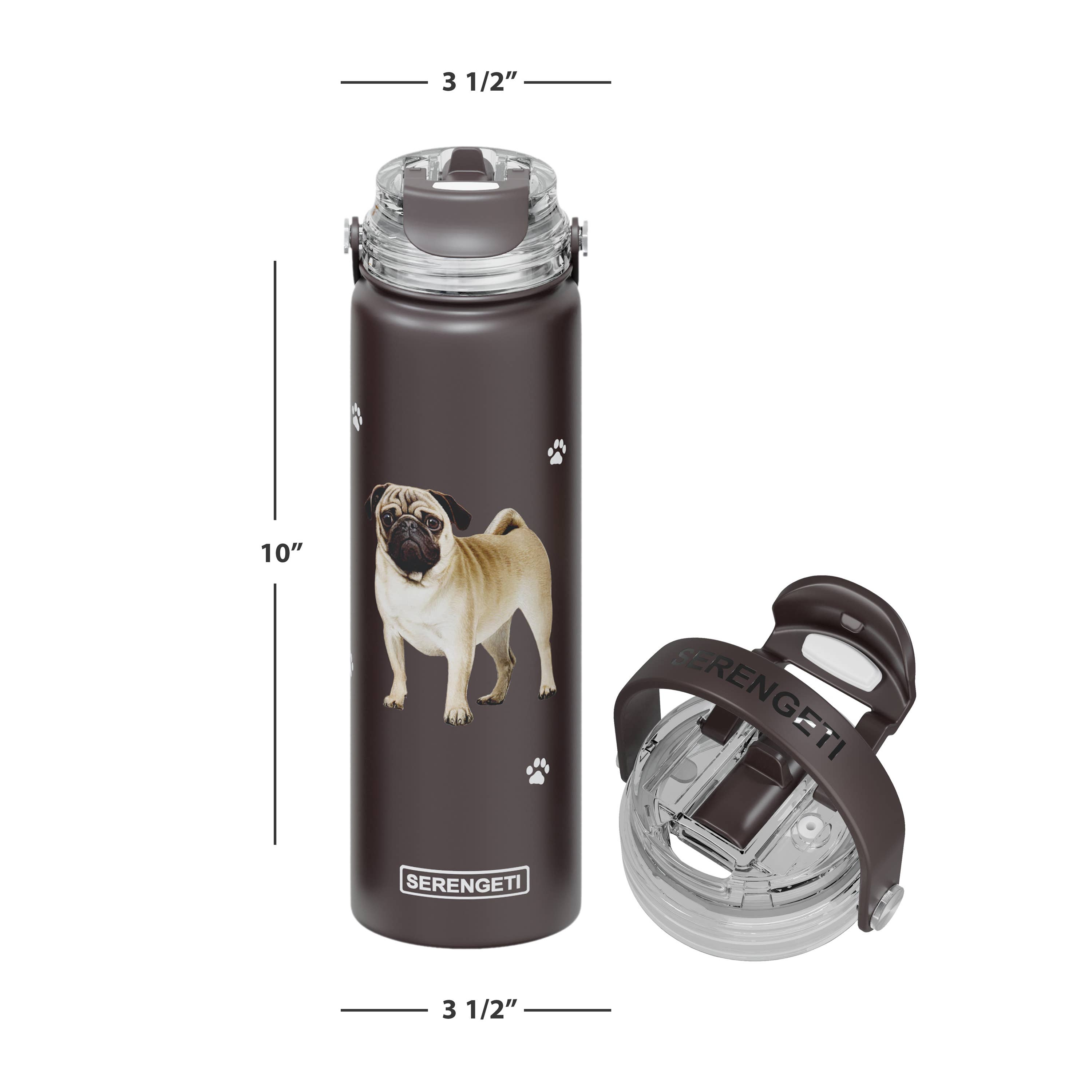 E&S Pets - Wholesale Water Bottle - Pug - Stainless Steel Water Bottle - 24oz - Leak Proof1