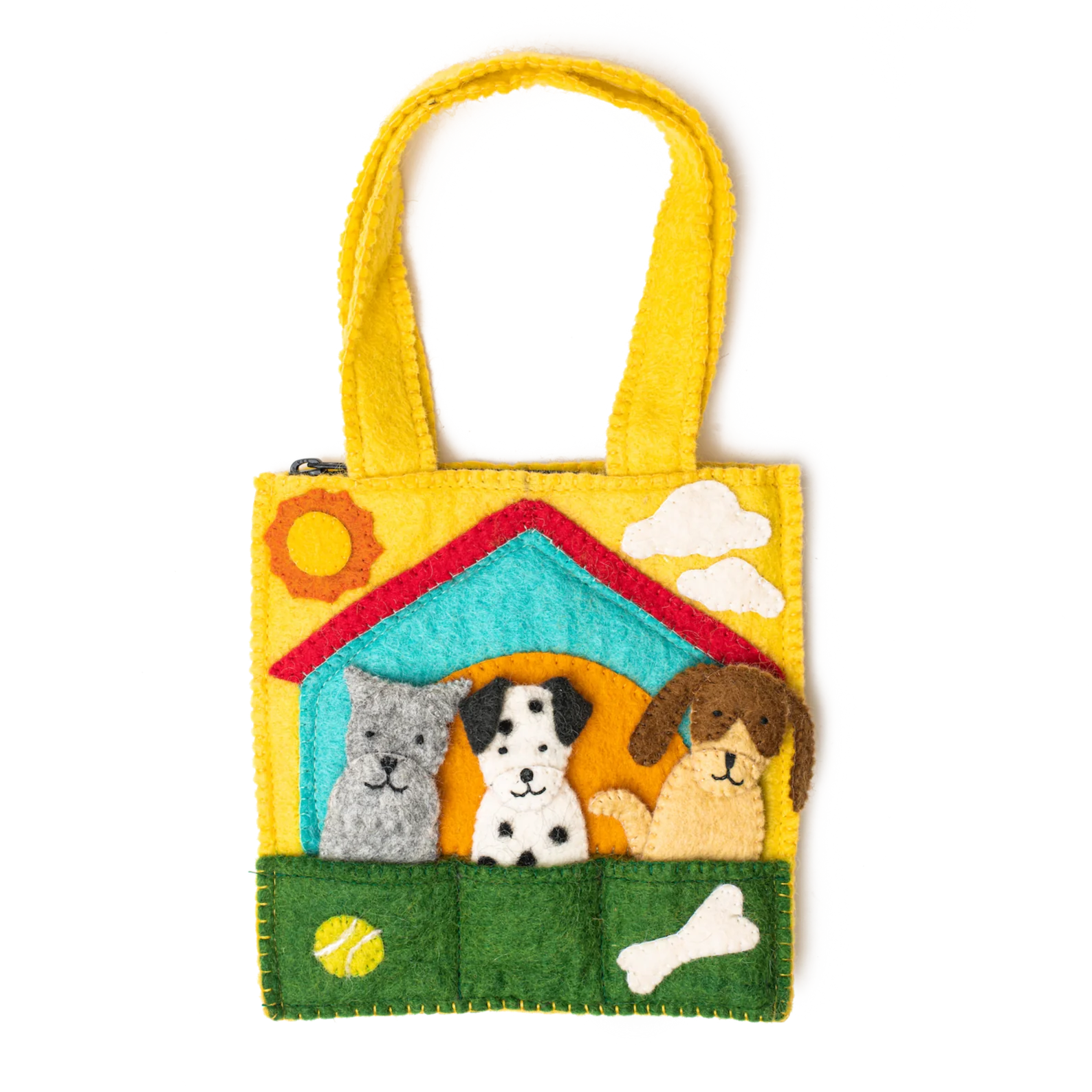 Global Goods Partners - Vente Marionnette à doigt – enfant et bébé - Sac marionnette en feutre avec chiots amovibles5