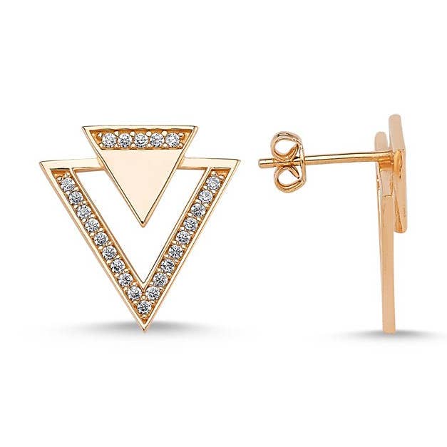 Geometrical Triangle Stud Earring in Rose for wholesale by Amorium