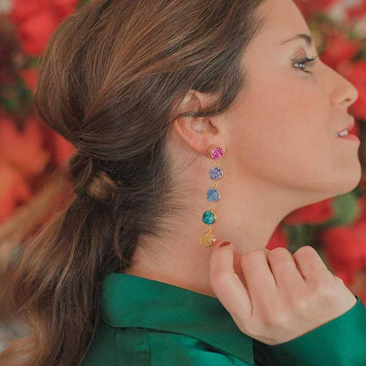 ACUS - Wholesale Dangle Earrings - Toledo Silver Burgundy Pink Earrings3