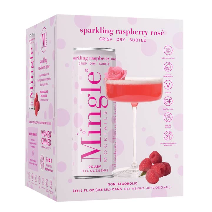 Mingle Mocktails - Wholesale Non-Alcoholic Aperitif/Mocktail - Raspberry Rosé Sparkling Mocktail (6 x 4pk)2