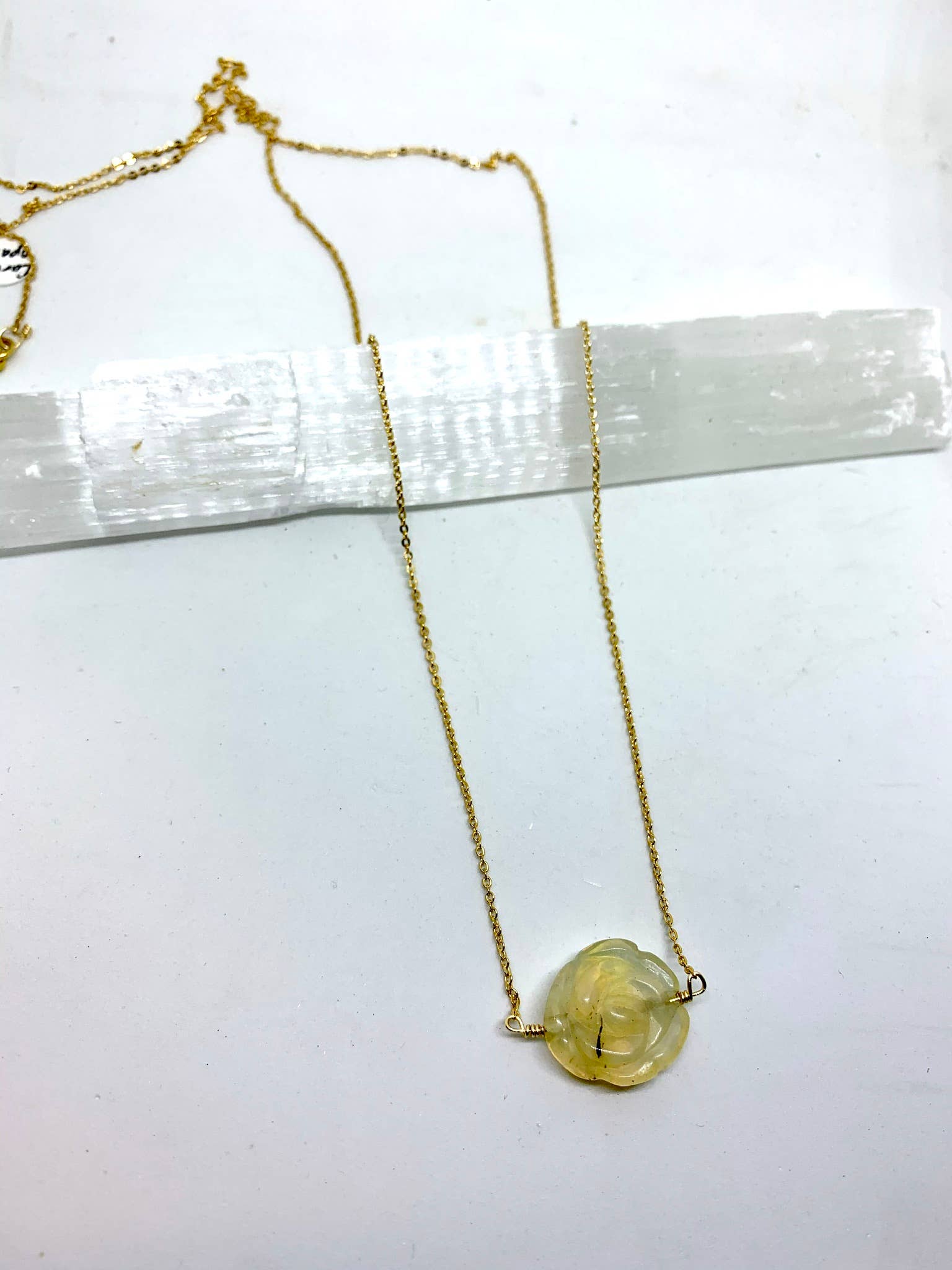 RADA Handmade Jewelry - Wholesale Pendant/Charm Necklace - Opalite (carved) rose necklace2