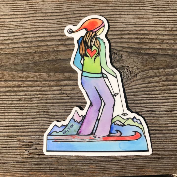 Ski Love Sticker for wholesale by Holly Sage Art