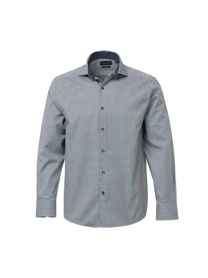 Camicia a righe spina di pesce antracite per la vendita all'ingrosso da parte di Luchiano Visconti