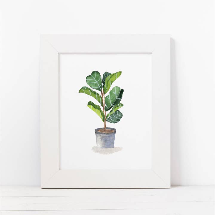 Fiddle Leaf Tree Watercolor Art Print, 8 X 10 In for wholesale by Art Ville Creations