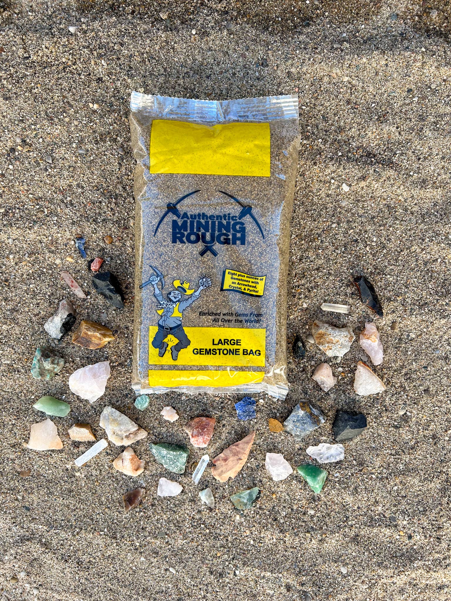 Cold River Mining - Wholesale Spiritual Stone/Crystal - Large Gemstone Mining Bag (Yellow bag)- Box of 201