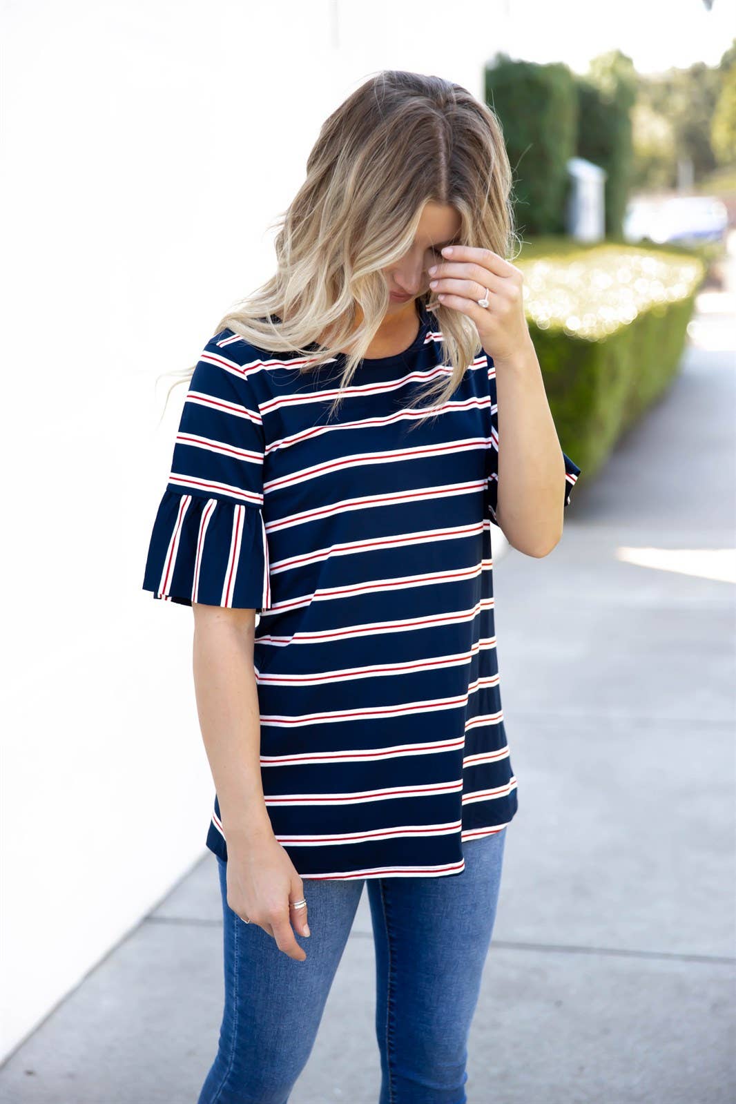 Tickled Teal - Vente Chemisier – femme - Haut Aleigha à manches évasées en forme de rayures14