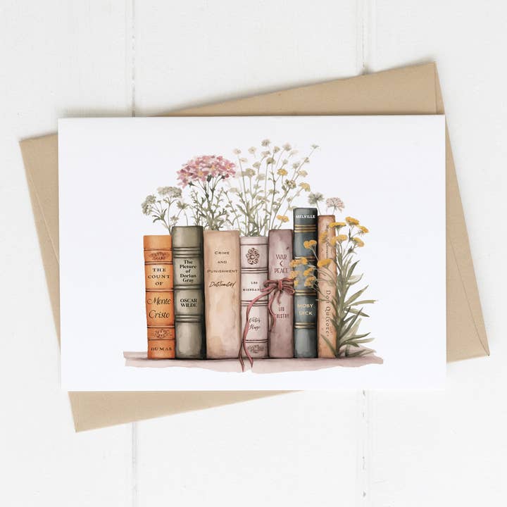 Classic Book Stack Card for wholesale by Quote and Quill