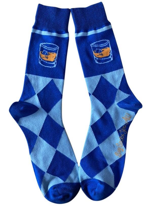 Meias Bourbon Whisky on the Rocks Argyle Drinking Me - Azul por atacado de Buy Socks You All
