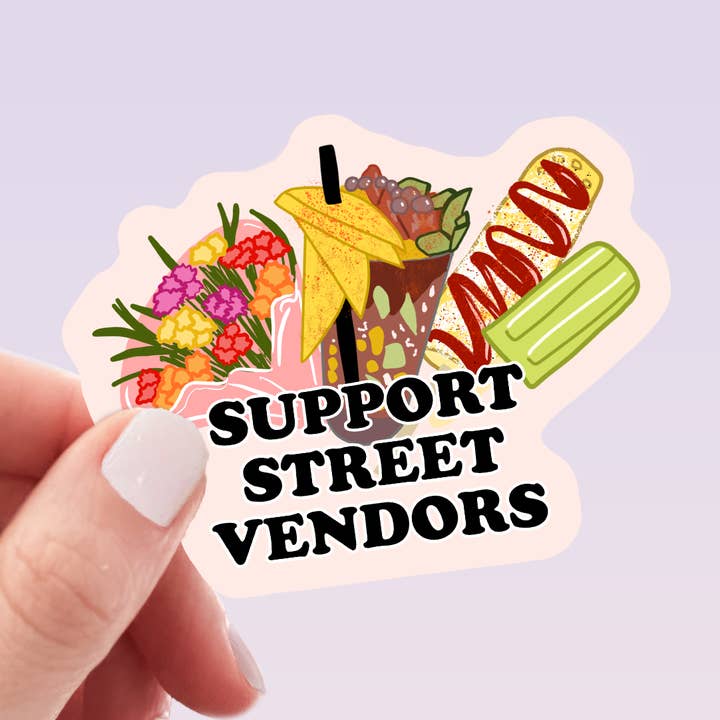 Autocollant résistant à l'eau Support Street Vendors pour la vente par Saguaro Creative Co.