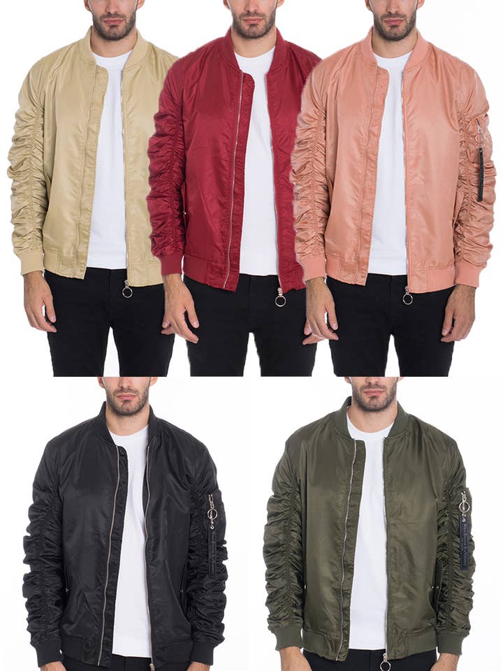 Herre letvægts scrunched fly bomberjakke for engroshandel hos WEIV