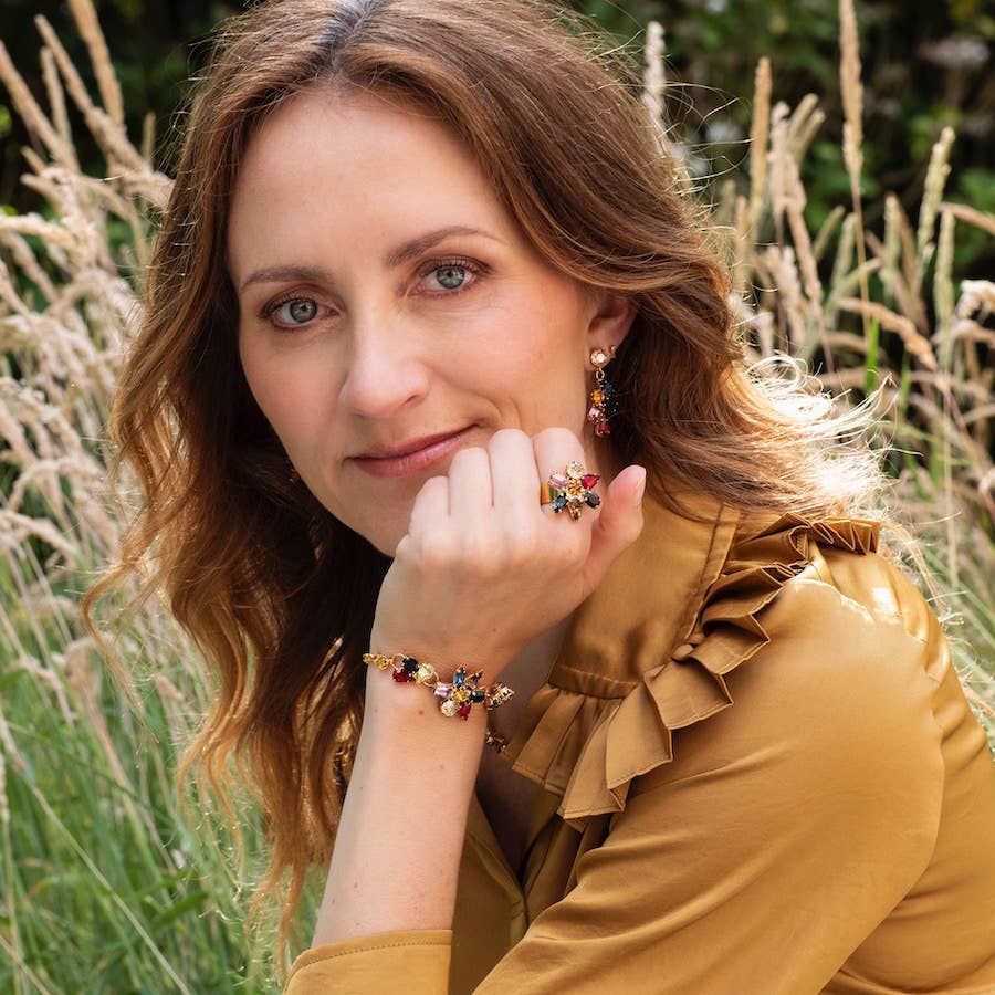 OTAZU - Wholesale Charm/Dangle Bracelet - La Bloemen Maroon Flower Bracelet2