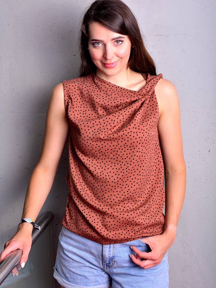FRAUKE blouse brown polka dots by STADTKIND POTSDAM for wholesale by Stadtkind Potsdam