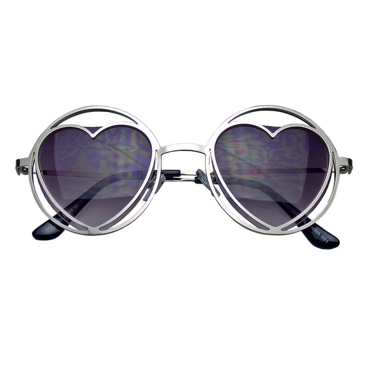 Emblem Eyewear - Wholesale Sunglasses - Women's - Womens Round Metal Heart Shape Hippie Circle Sunglasses2