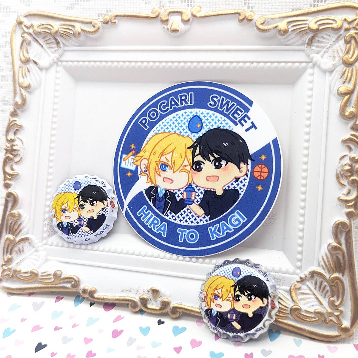 squibblefu - Wholesale Lapel Pin/Button - Pocari Sweet | Hirano to Kagiura | Bottle Cap Pin-back Button10