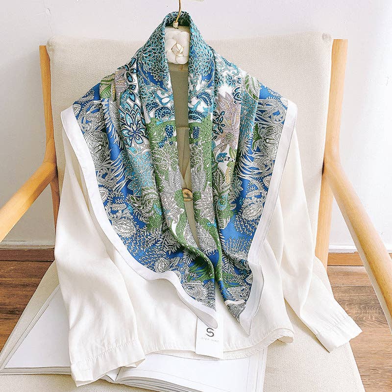 Marayn - Vendita all'ingrosso Sciarpa - Donna - Sciarpa di Seta Floreale Vintage 2025 Elegante Scialle2