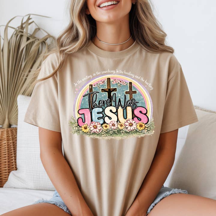 There Was Jesus Tee – Faith-Inspired Floral Cross Design for wholesale by Story & Grace Co